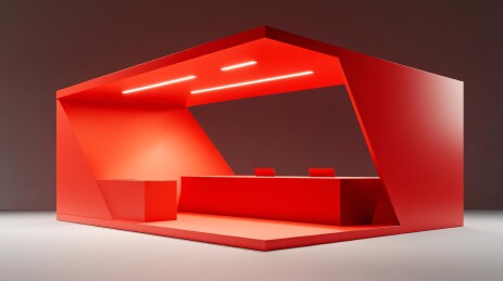 红色吊顶展台