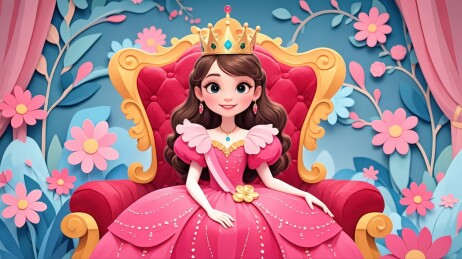 坐在宝座上的卡通公主