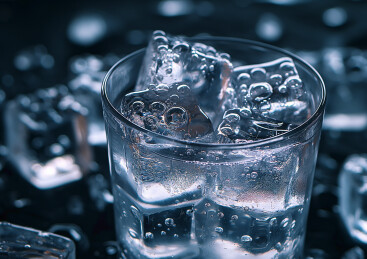 一杯装满冰块的冰水
