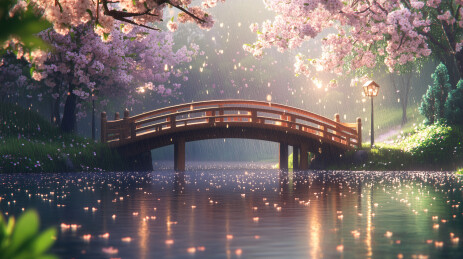 春雨中的小桥