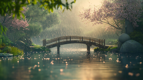 春雨中的小桥