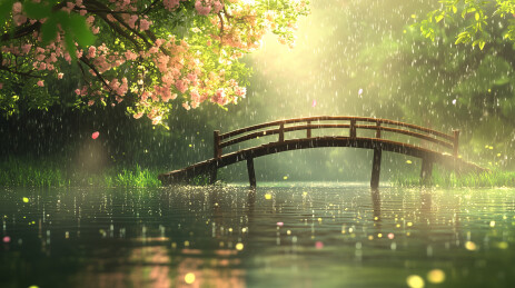 春雨中的小桥