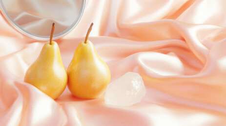 丝绸上的梨与水晶