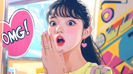 少女惊讶表情洋溢青春活力