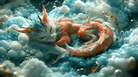 梦幻祥瑞龙猫酣睡图