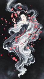 水墨风格的梅花仙子