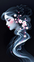 水墨风格的梅花仙子