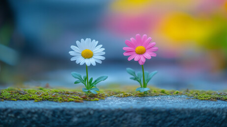 路上生长的两朵小花