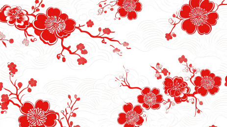 红色的梅花与祥云