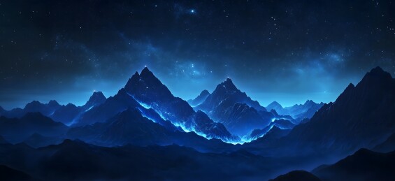 深蓝星夜山脉高清背景