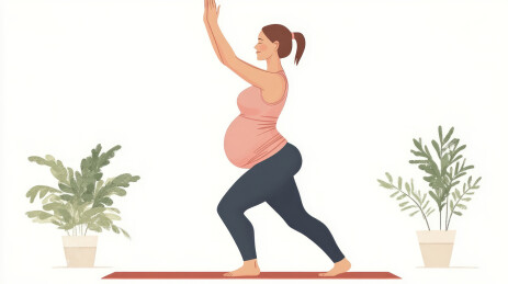 年轻孕妇正在做瑜伽运动扁平化插画