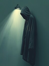 柔光下墙上的雨衣