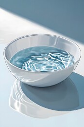 阳光下的瓷碗与清水光影