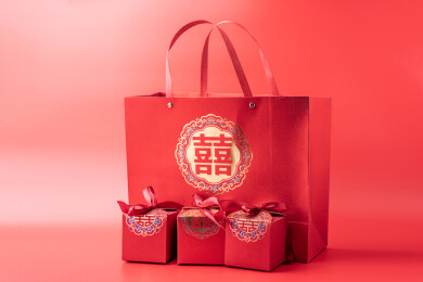 中国婚礼红色囍字礼物手提袋