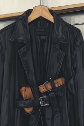 复古腰带与简约衣架的优雅搭配