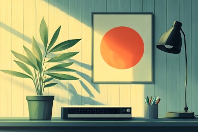 墙上复古铝环与工业壁灯