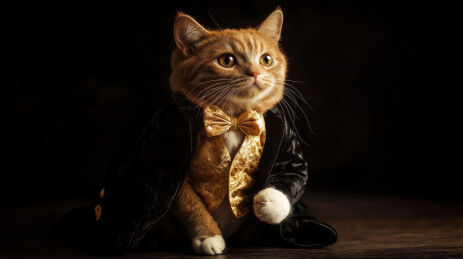 绅士猫咪穿着黑色礼服