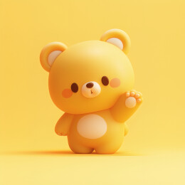 3D打招呼的可爱卡通小熊插画