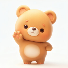 3D打招呼的可爱卡通小熊插画