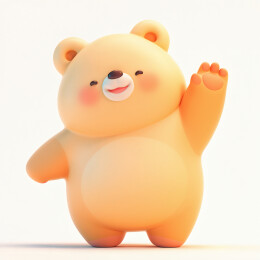 3D打招呼的可爱卡通小熊插画