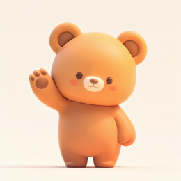 3D打招呼的可爱卡通小熊插画