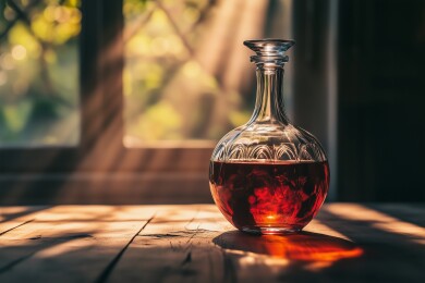 窗台边的红酒醒酒器