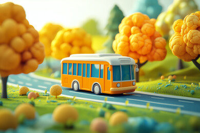 公路上行驶的校车