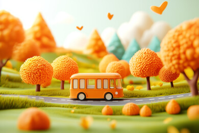 公路上行驶的校车