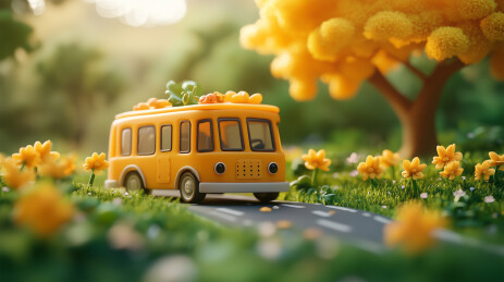 公路上行驶的校车