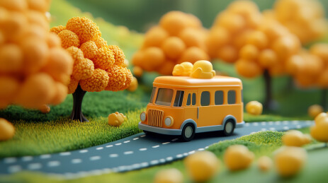 公路上行驶的校车