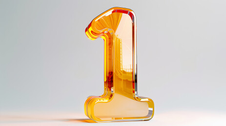 金色3D数字1元素
