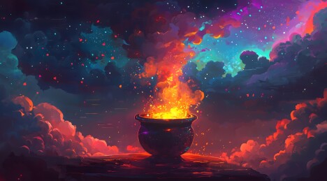 火焰魔法锅炉的奇幻景象