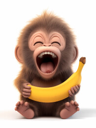 开心小猴捧香蕉