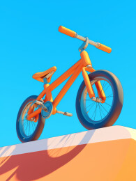 橙色自行车在斜坡上