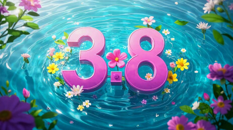 水面上的花花“3.8”妇女节女神节背景图
