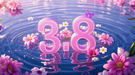 水面上的花花“3.8”妇女节女神节背景图
