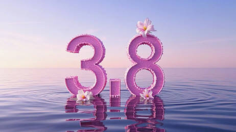 水面上的花花“3.8”妇女节女神节背景图