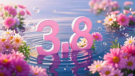 水面上的花花“3.8”妇女节女神节背景图