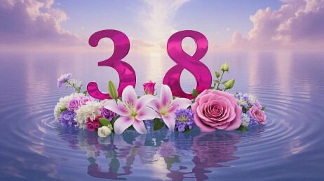水面上的花花“3.8”妇女节女神节背景图