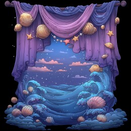 海洋元素紫色梦幻帘幕
