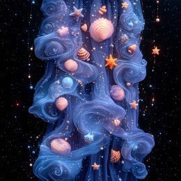 海洋元素紫色梦幻帘幕