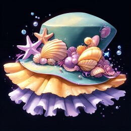 海洋风装饰的蓝色礼帽