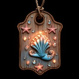海洋元素装饰的发光木牌