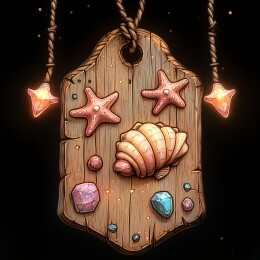 海洋元素装饰的发光木牌
