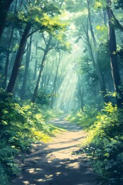 阳光洒在斜坡小路上的光影