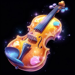 贝壳装饰的梦幻星空小提琴
