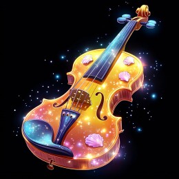贝壳装饰的梦幻星空小提琴
