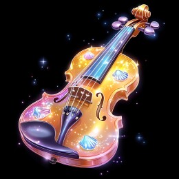 贝壳装饰的梦幻星空小提琴