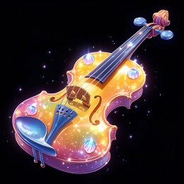 贝壳装饰的梦幻星空小提琴