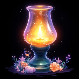 梦幻花朵装饰的发光油灯